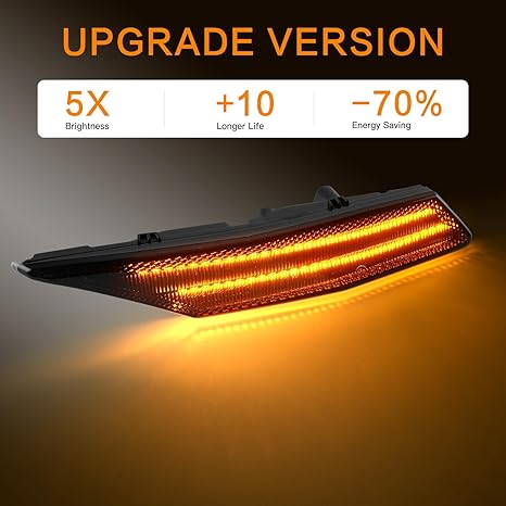 LED Side Marker Lights Sequential Amber Compatible with Porsche Taycan Sedan 2020-up Front Bumper
